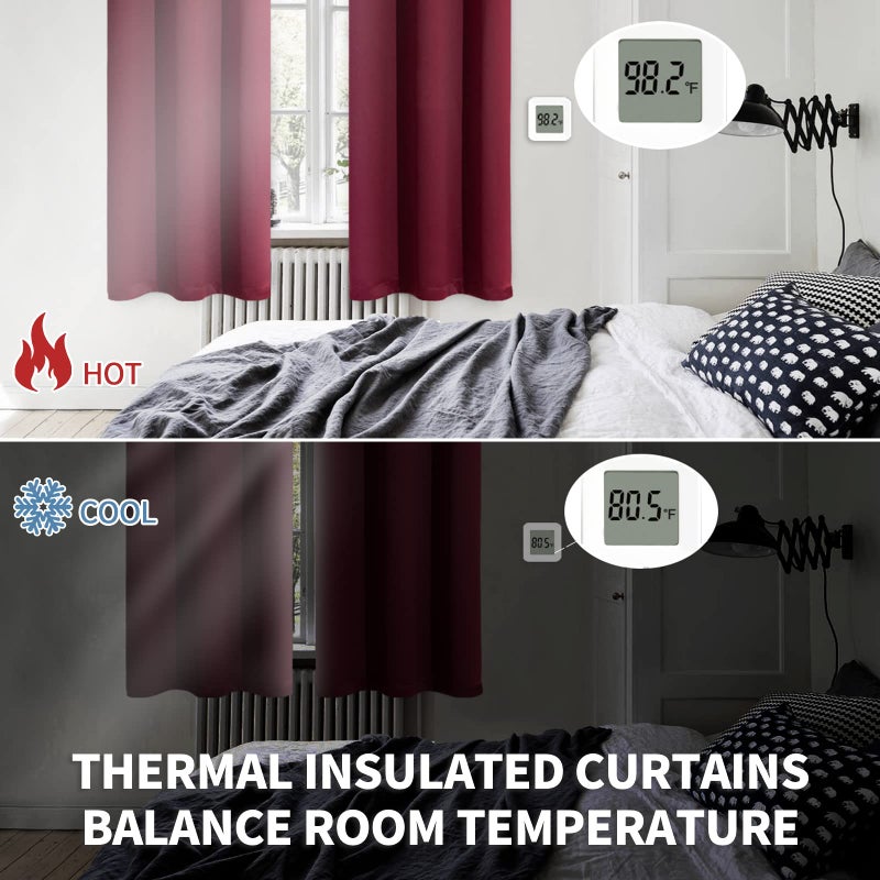 BGment Short Burgundy Blackout Curtains 45 Inches Length - Rod Pocket Thermal Insulated Room Darkening Window Drapes for Bedroom Kitchen Christmas Decorative, 42 x 45 Inch, 2 Panels - Image 4